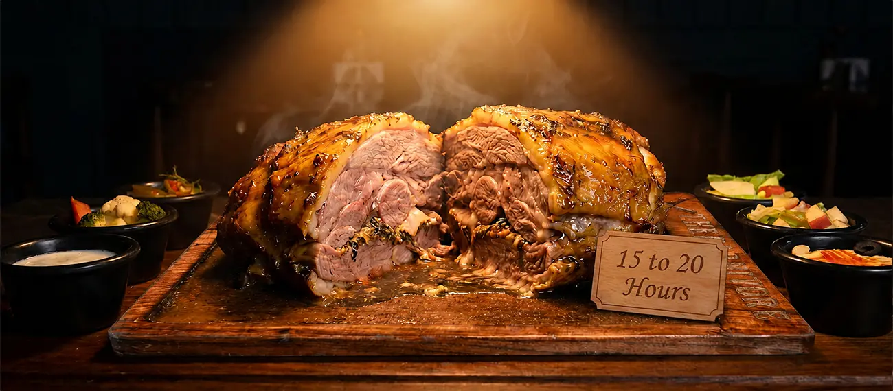 15 to 20 Hour Slow-Baked Meat Tender, Juicy, and Full-Flavored