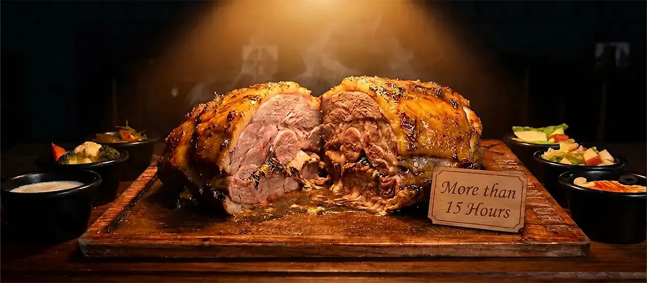More than 15 hours Slow-Baked Meat Tender, Juicy, and Full-Flavored